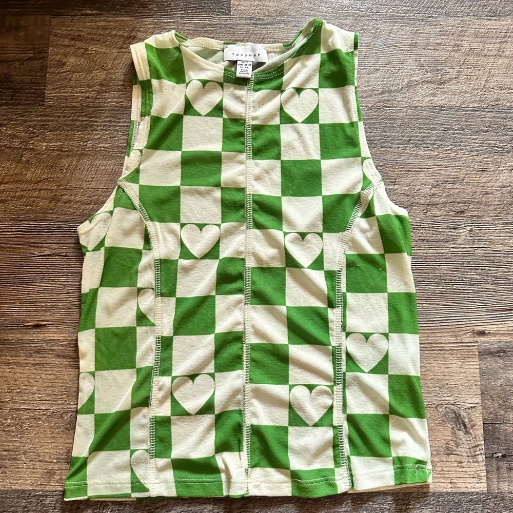 Topshop Checkered Heart Tank